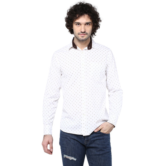 Crosscreek Men White Printed Casual Shirt Crosscreek
