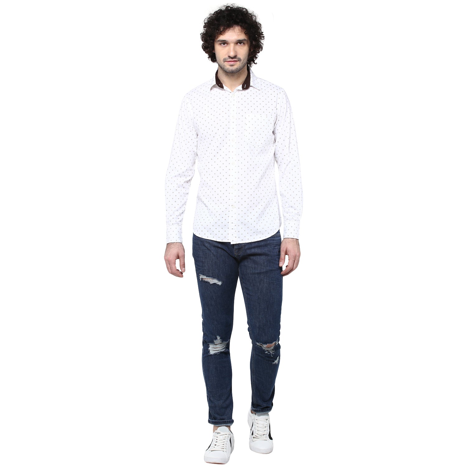Crosscreek Men White Printed Casual Shirt Crosscreek