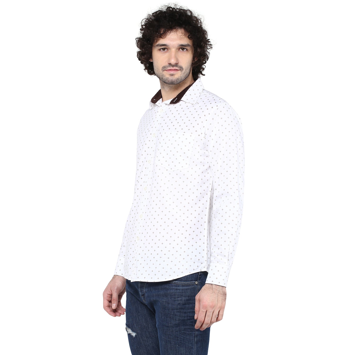 Crosscreek Men White Printed Casual Shirt Crosscreek