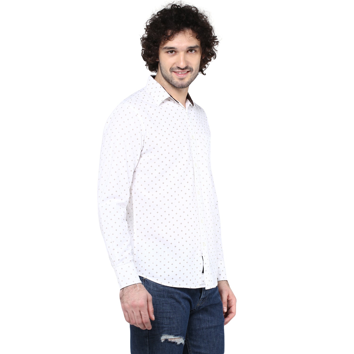 Crosscreek Men White Printed Casual Shirt Crosscreek