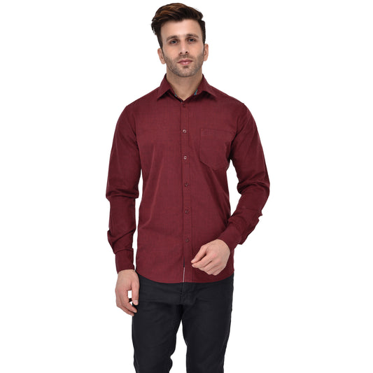 Crosscreek Men Maroon Fil-A-Fil Casual Shirt Crosscreek