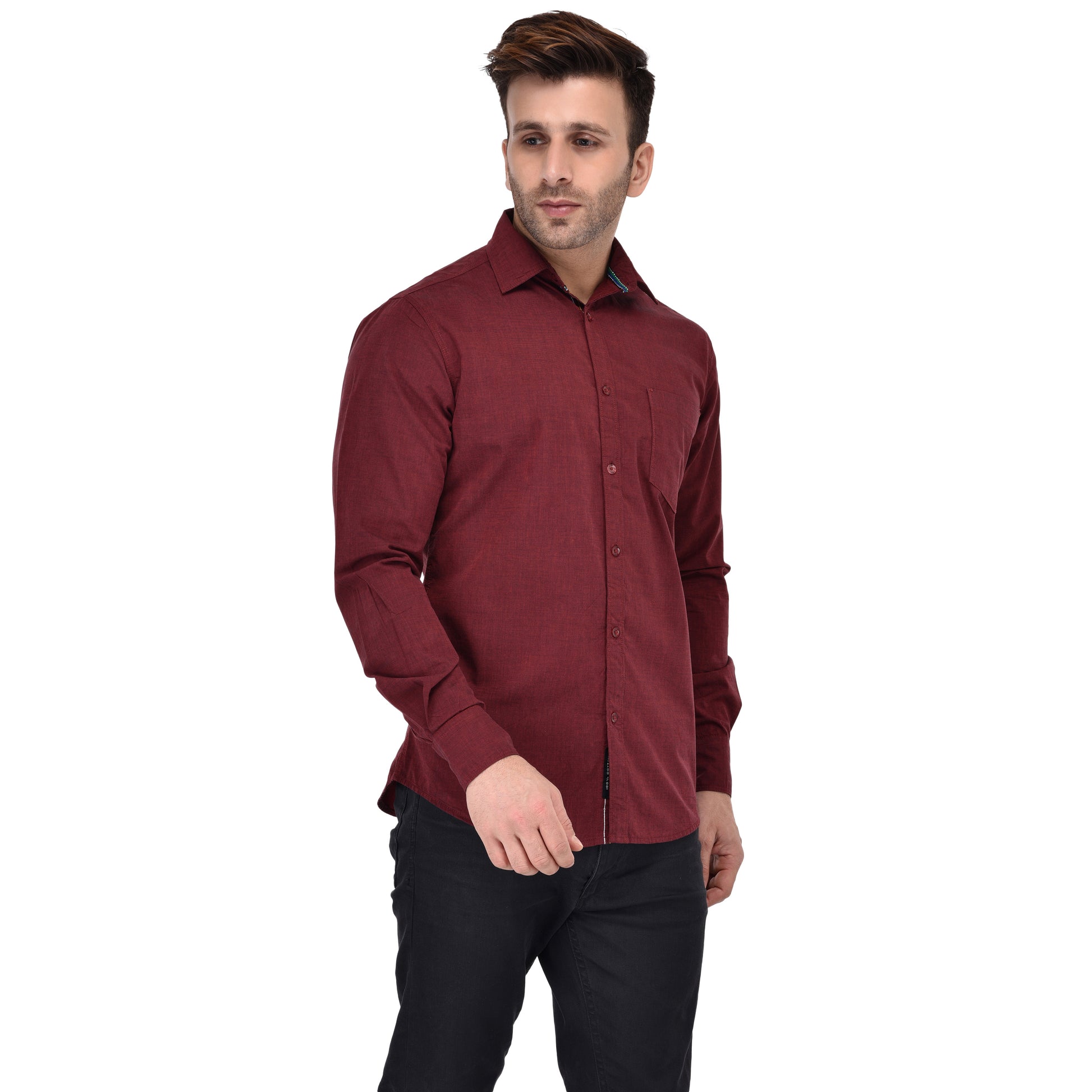 Crosscreek Men Maroon Fil-A-Fil Casual Shirt Crosscreek