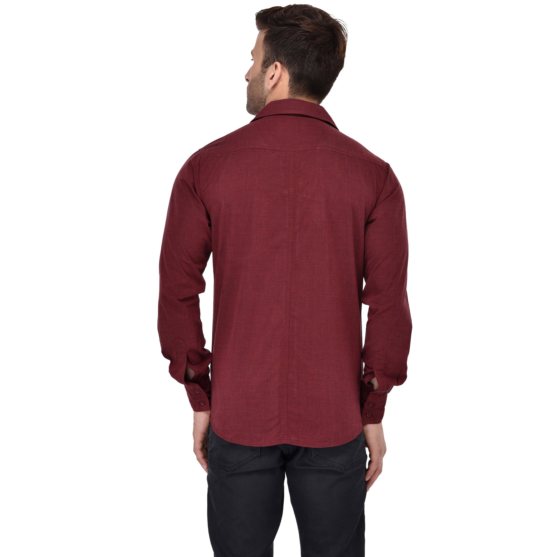 Crosscreek Men Maroon Fil-A-Fil Casual Shirt Crosscreek