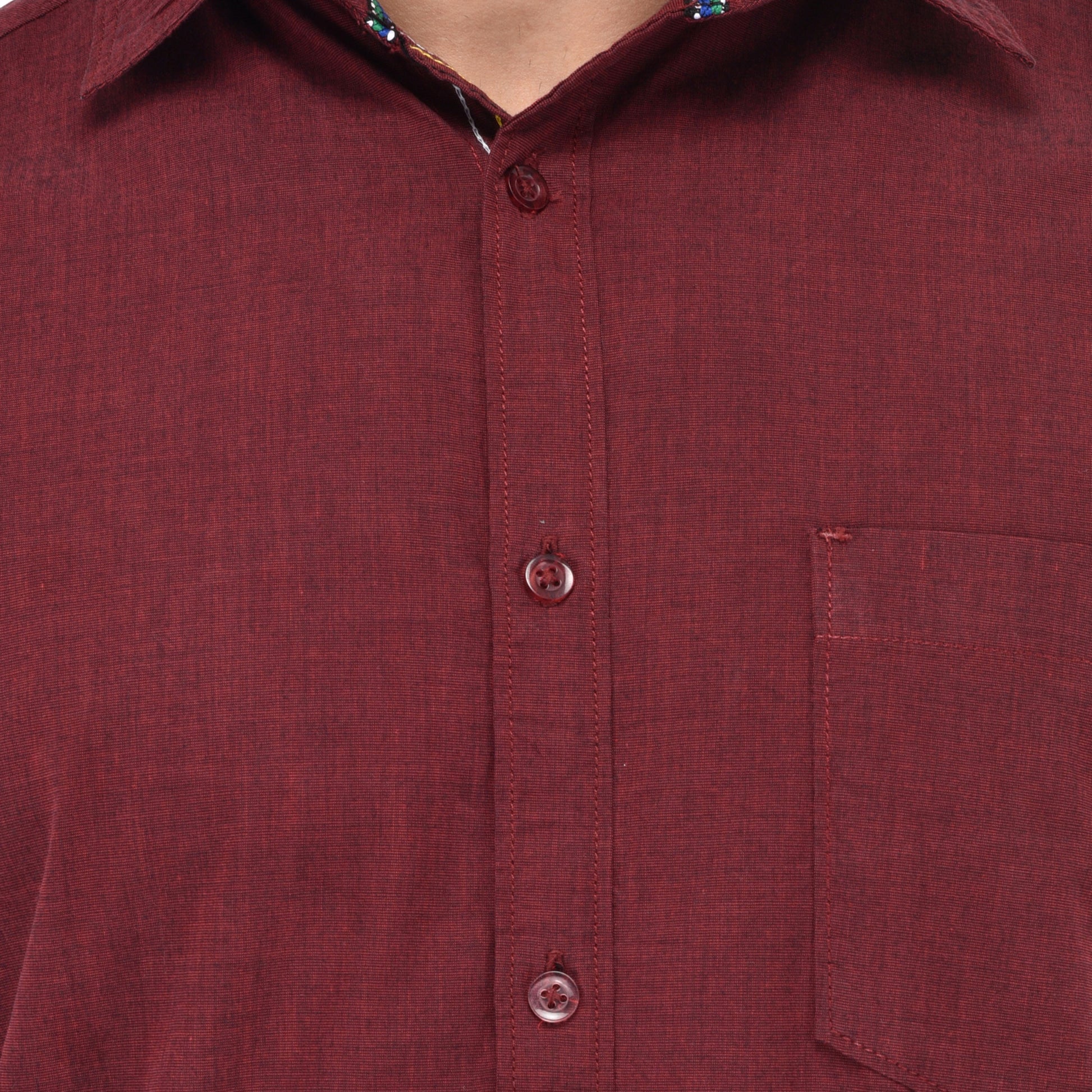 Crosscreek Men Maroon Fil-A-Fil Casual Shirt Crosscreek