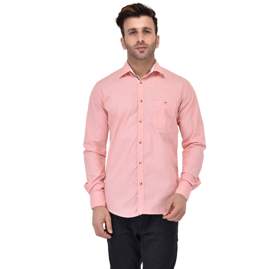 Crosscreek Men Pink Fil-A-Fil Casual Shirt Crosscreek