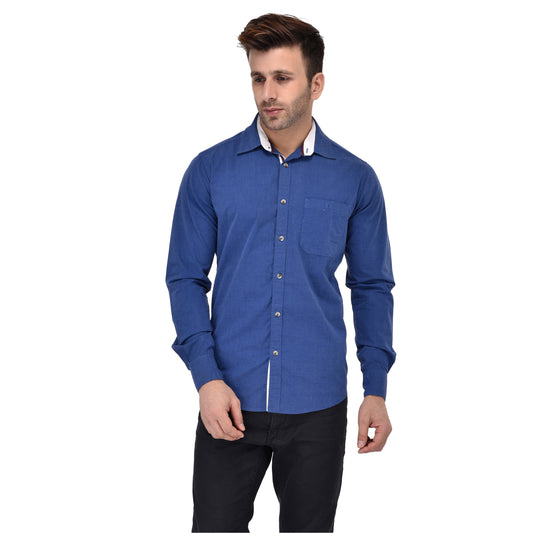 Crossceek Men Blue Fil-A-Fil Casual Shirt Crosscreek