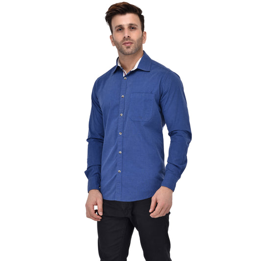 Crossceek Men Blue Fil-A-Fil Casual Shirt Crosscreek