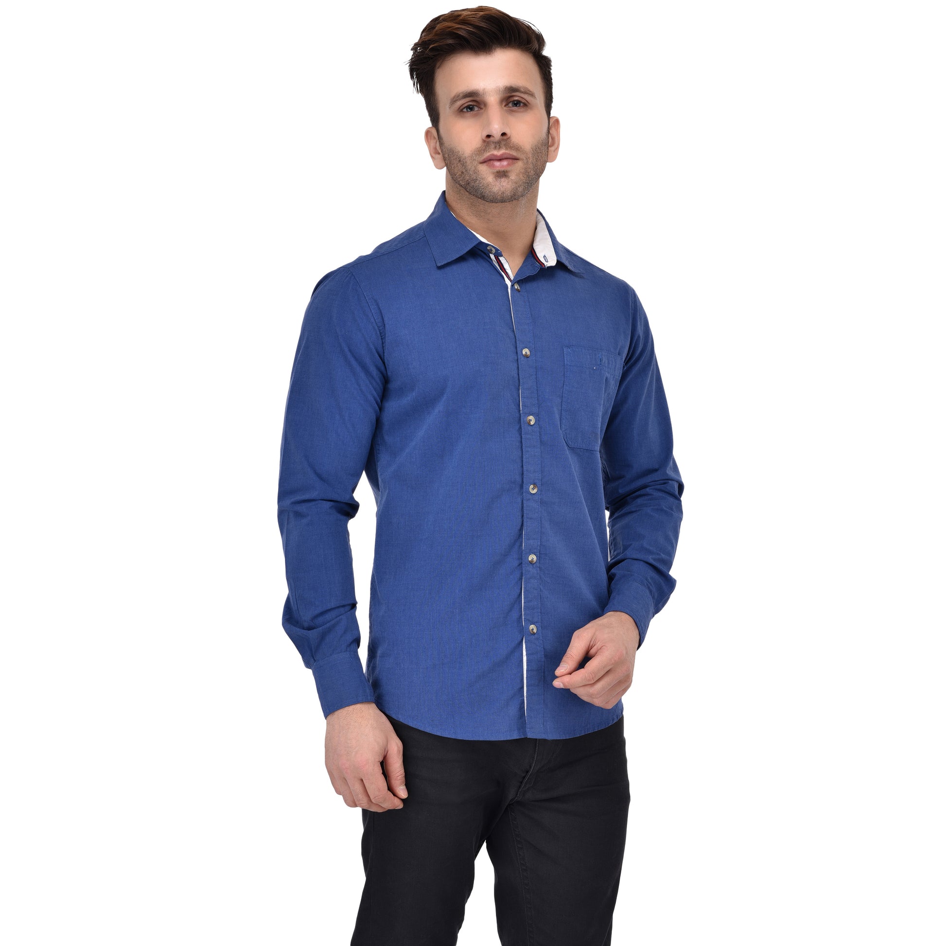 Crossceek Men Blue Fil-A-Fil Casual Shirt Crosscreek