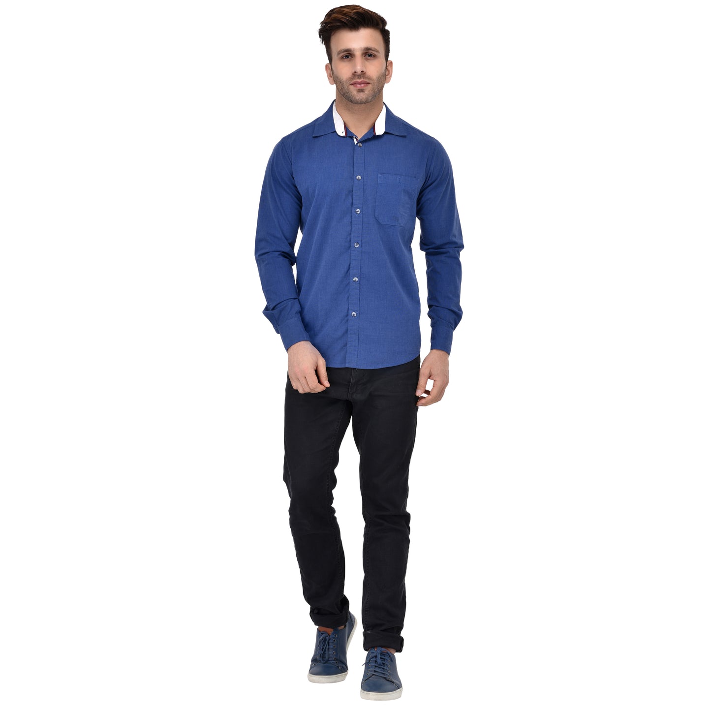 Crossceek Men Blue Fil-A-Fil Casual Shirt Crosscreek