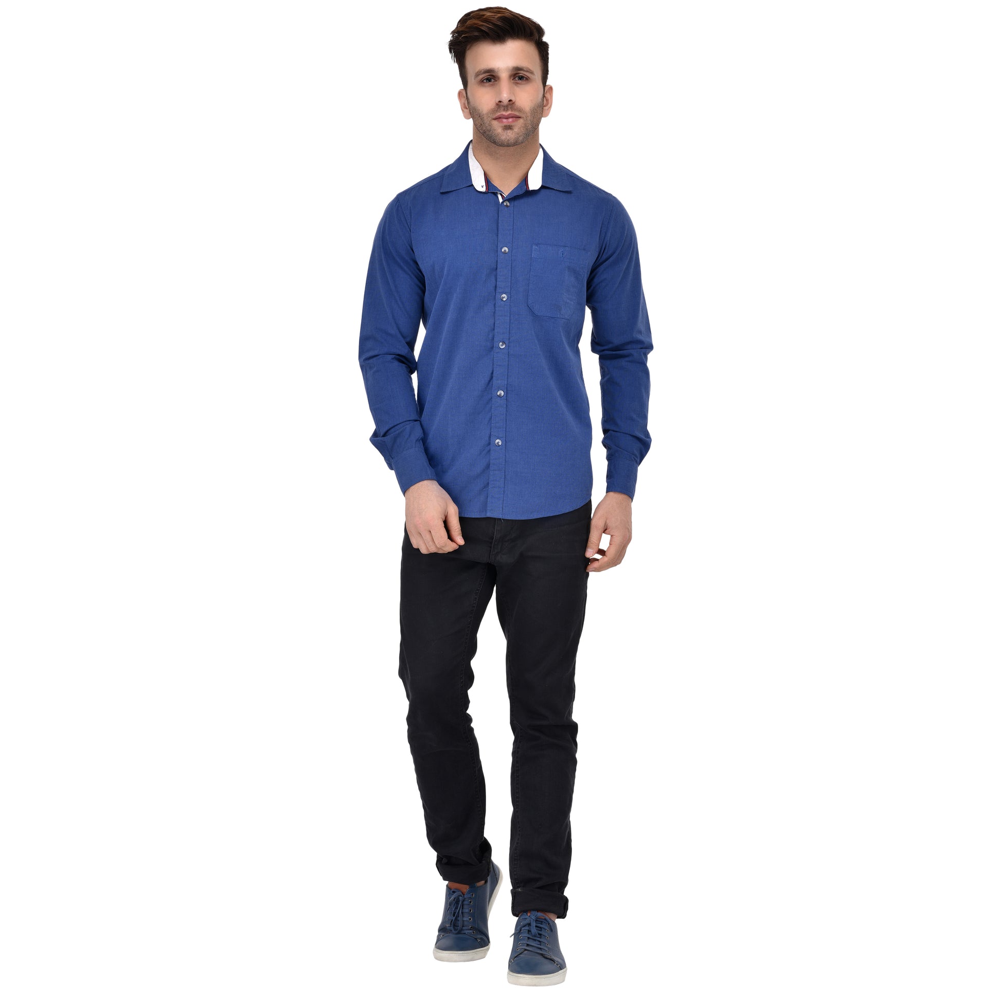 Crossceek Men Blue Fil-A-Fil Casual Shirt Crosscreek