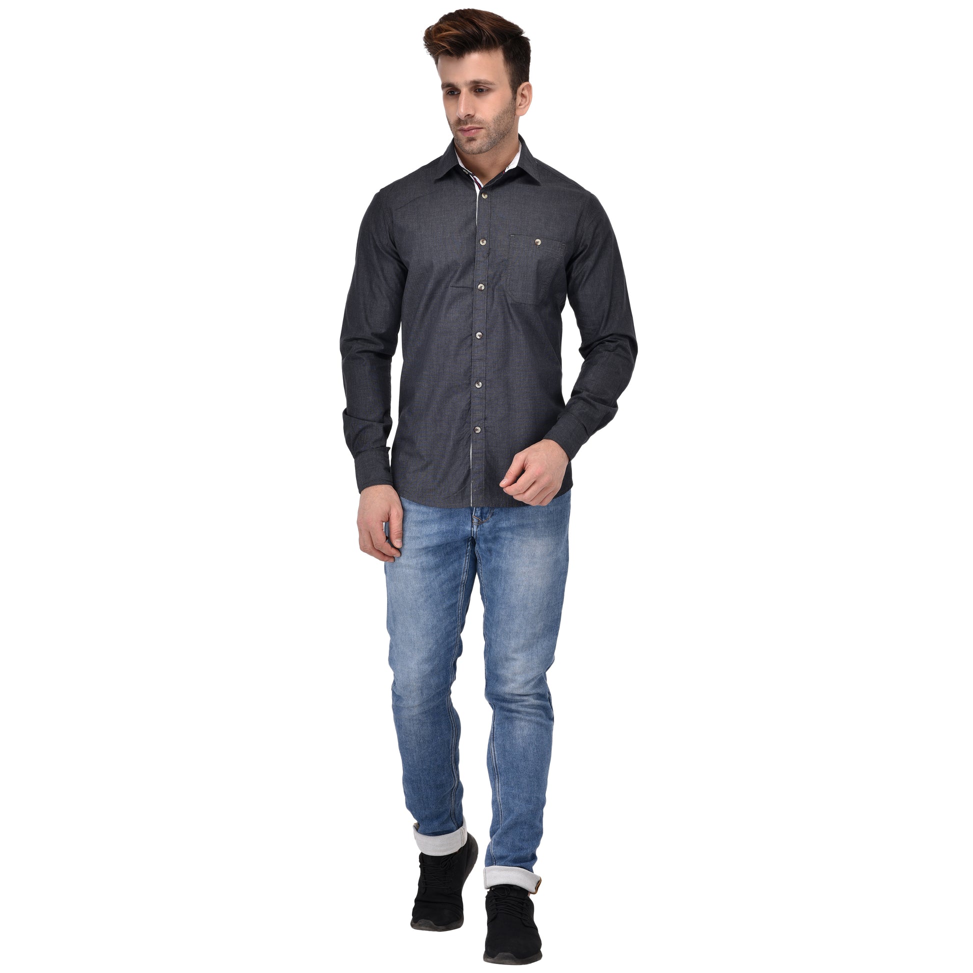 Crosscreek Men Black Fil-A-Fil Casual Shirt Crosscreek