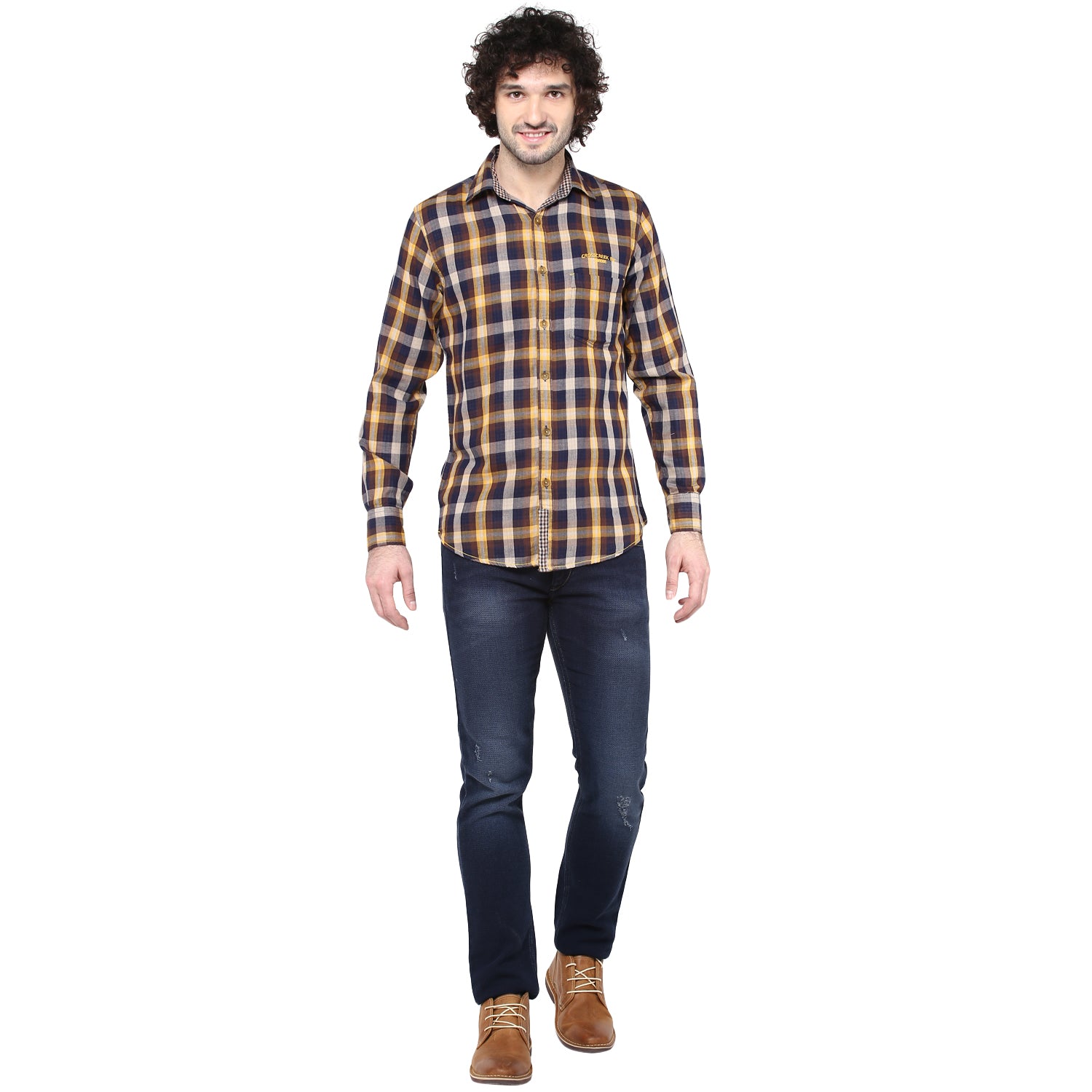 Crosscreek Men Brown Checks Shirt Crosscreek