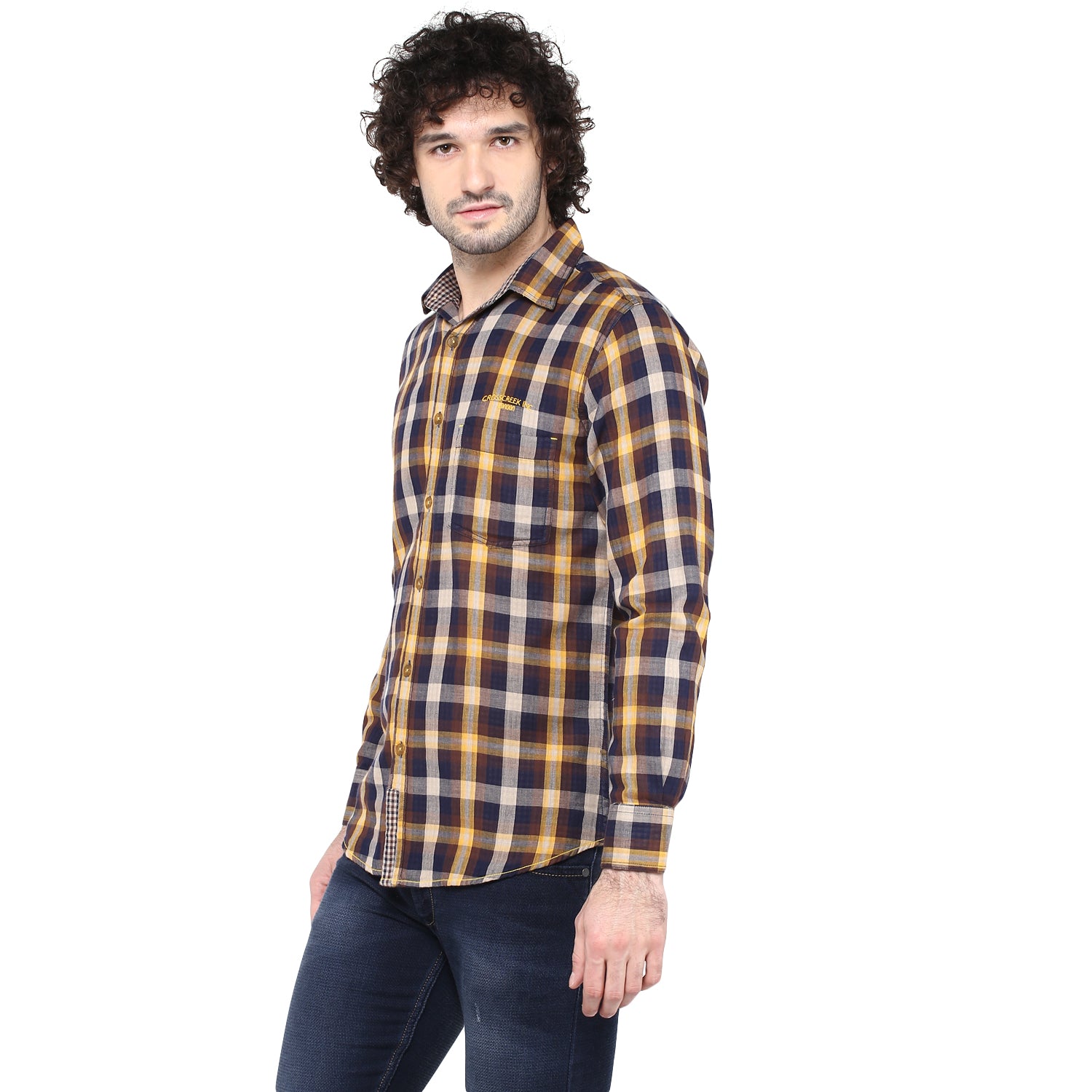 Crosscreek Men Brown Checks Shirt Crosscreek