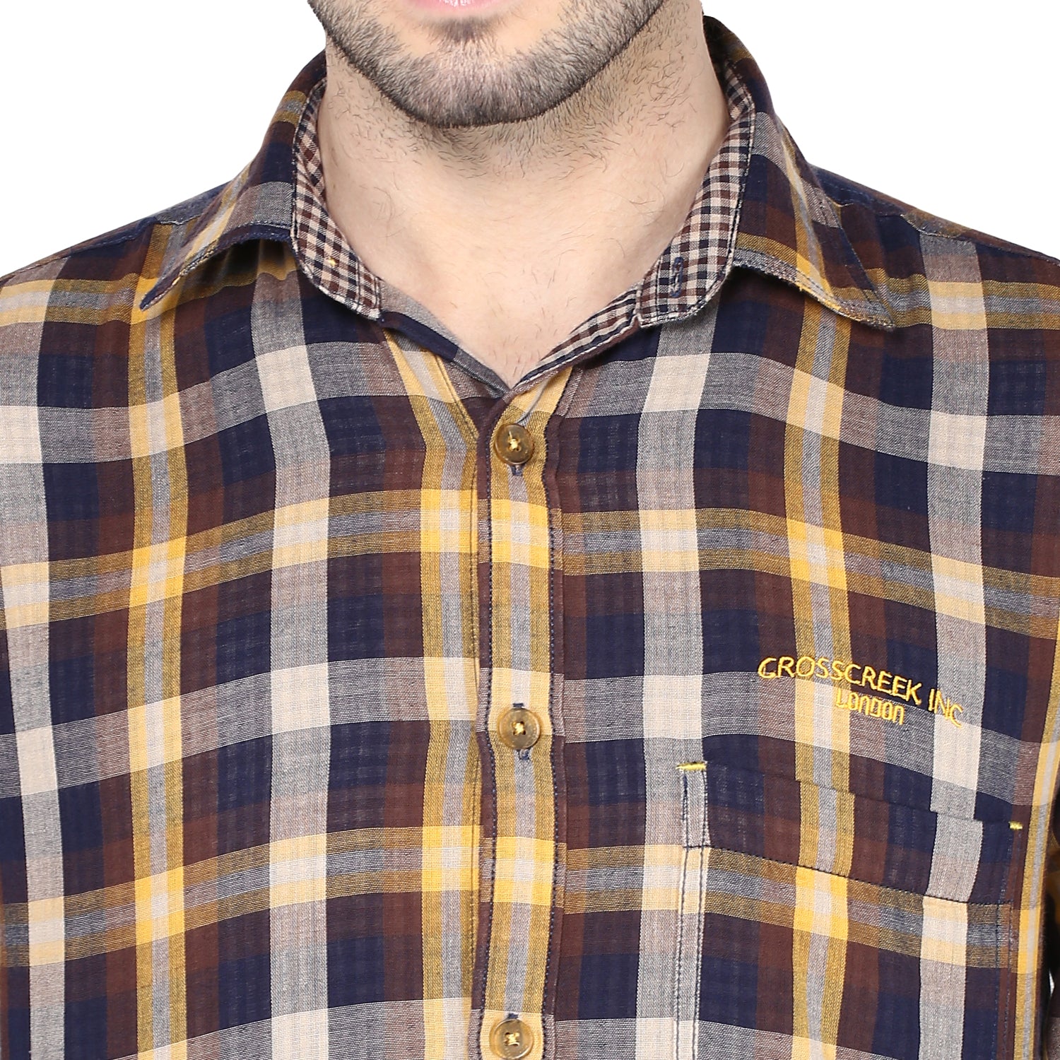 Crosscreek Men Brown Checks Shirt Crosscreek