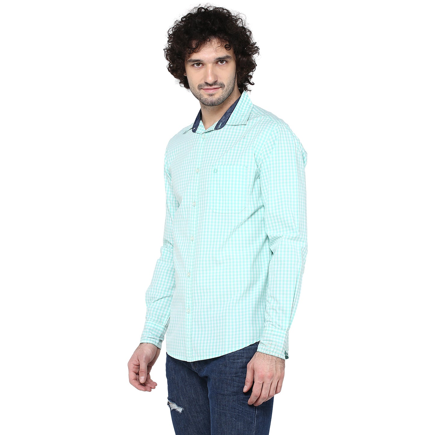 Crosscreek Men Light Green Checks Shirt Crosscreek