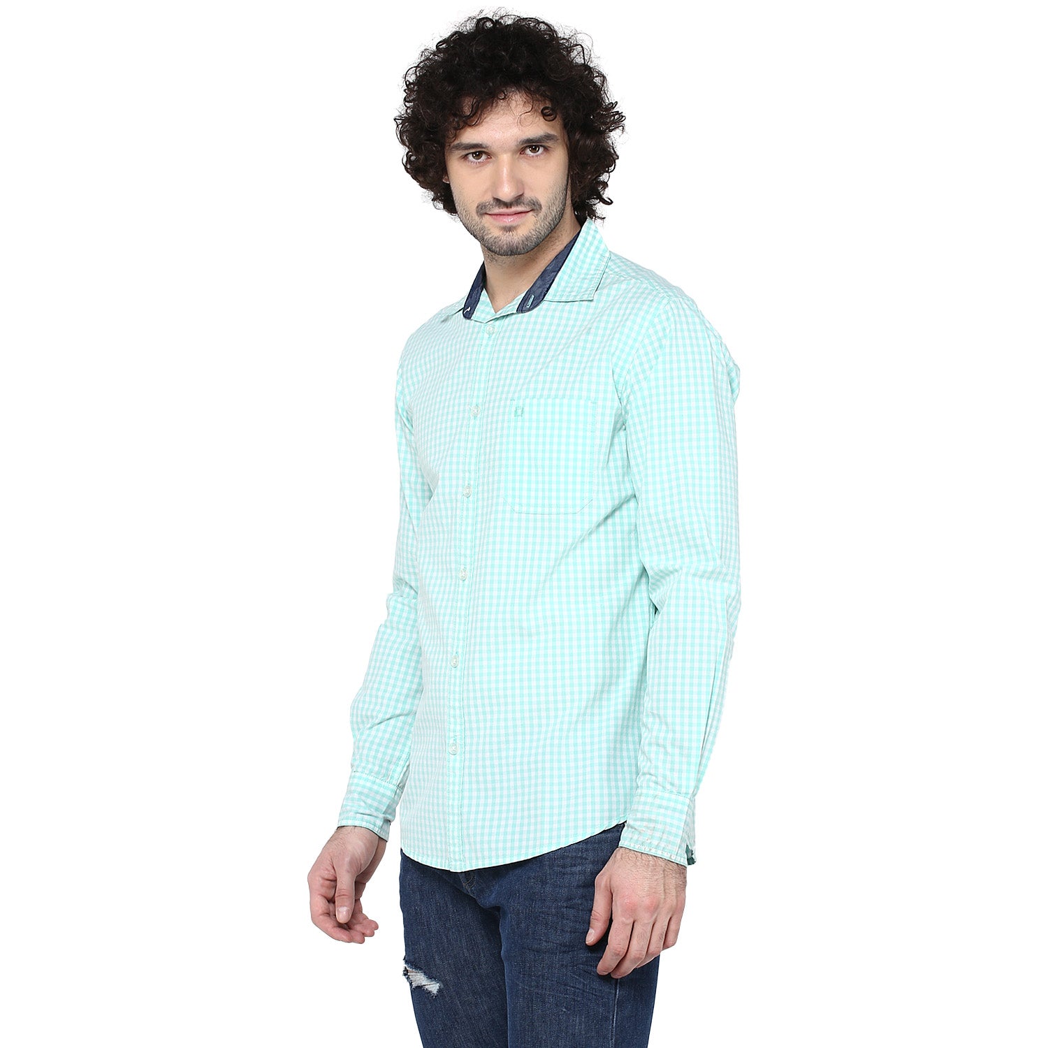 Crosscreek Men Light Green Checks Shirt Crosscreek