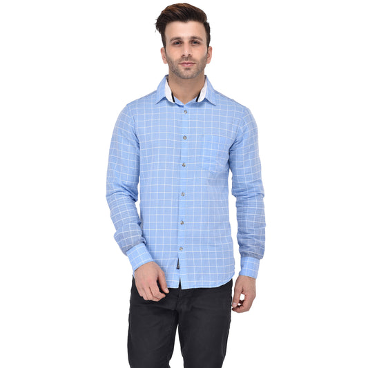 Crosscreek Men Blue Checks Casual Shirt Crosscreek