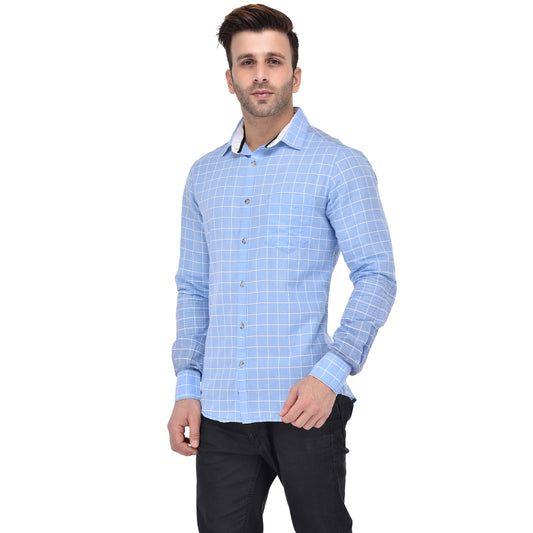 Crosscreek Men Blue Checks Casual Shirt Crosscreek