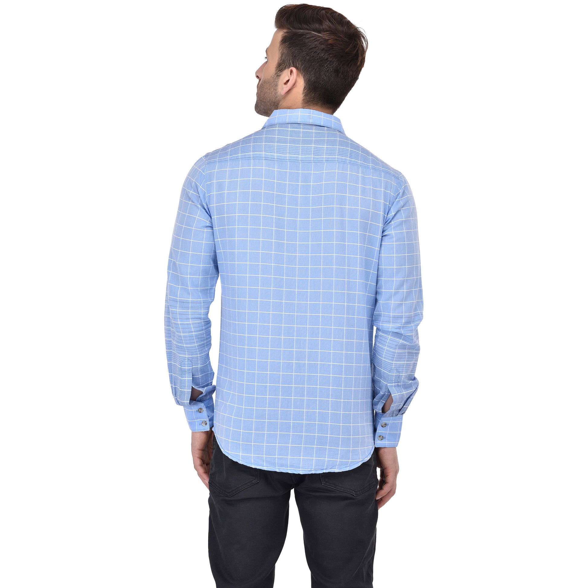Crosscreek Men Blue Checks Casual Shirt Crosscreek