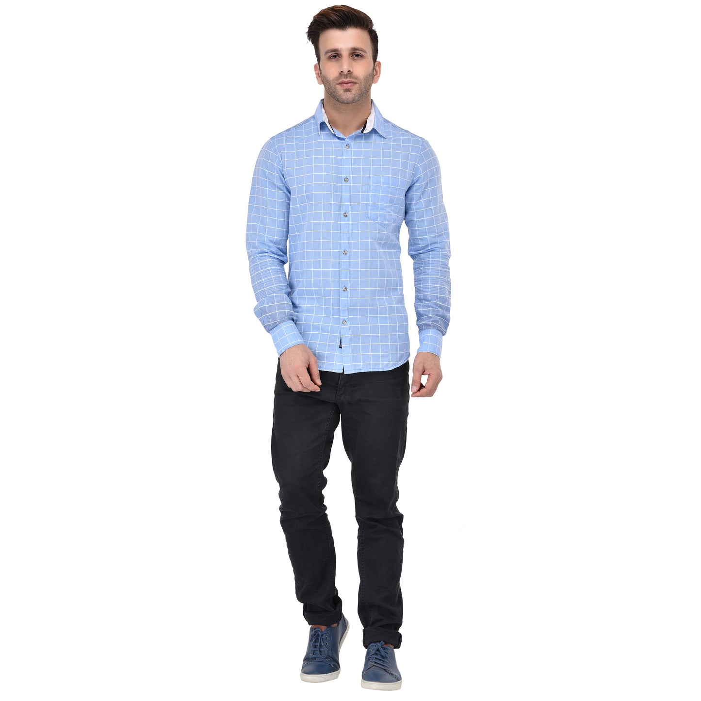 Crosscreek Men Blue Checks Casual Shirt Crosscreek