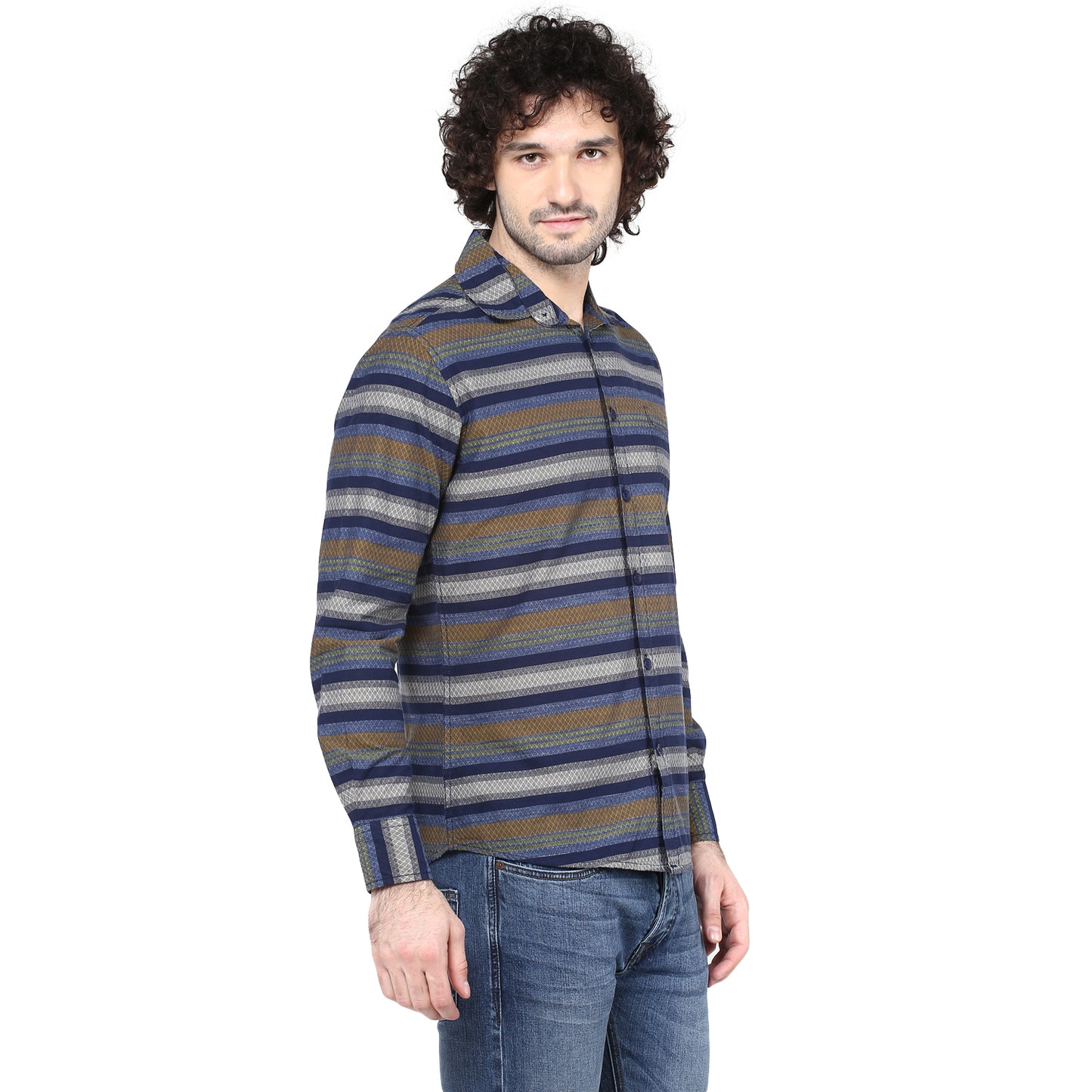 Crosscreek Men Blue Striped Casual Shirt Crosscreek