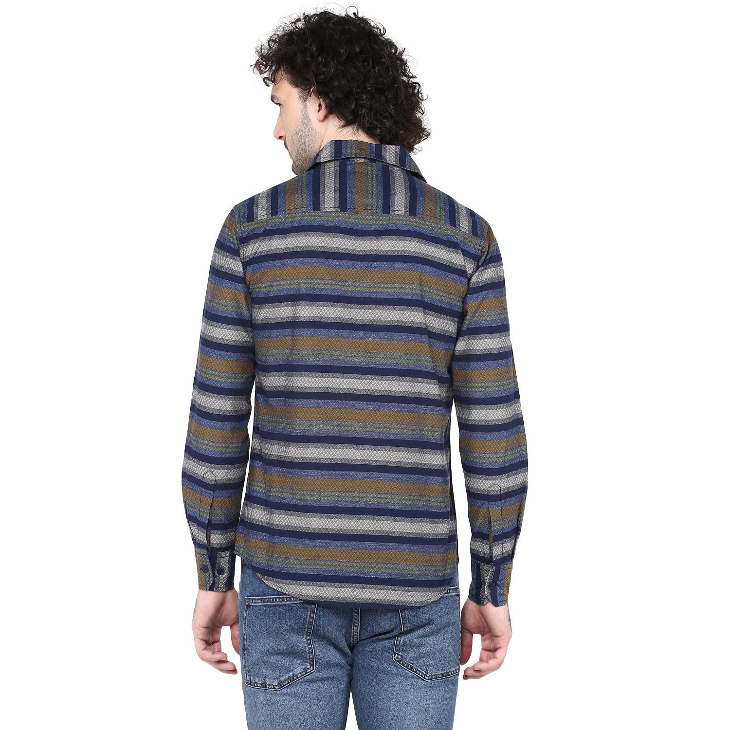 Crosscreek Men Blue Striped Casual Shirt Crosscreek