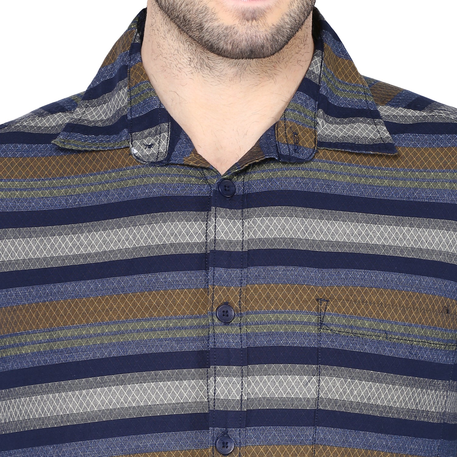 Crosscreek Men Blue Striped Casual Shirt Crosscreek