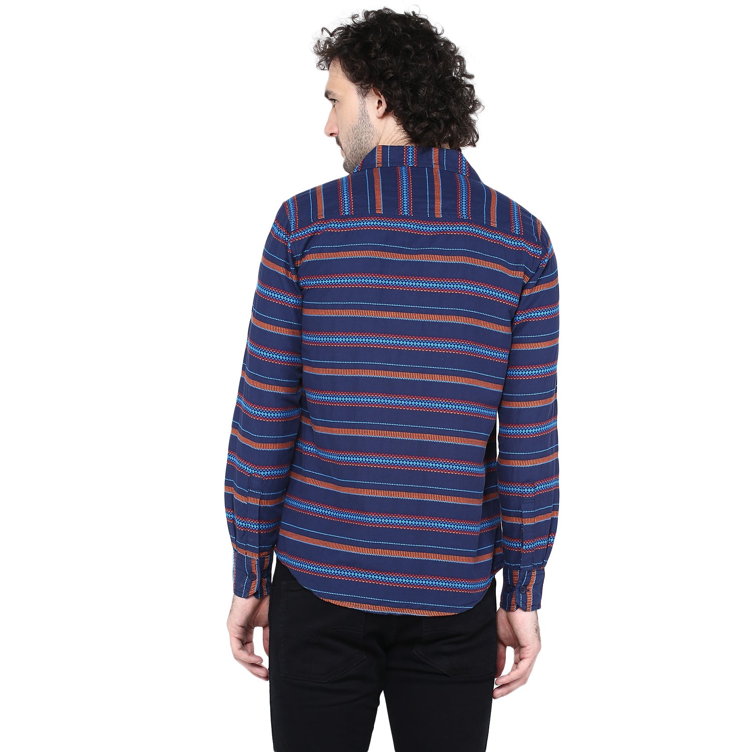 Crosscreek Men Blue Striped Casual Shirt Crosscreek