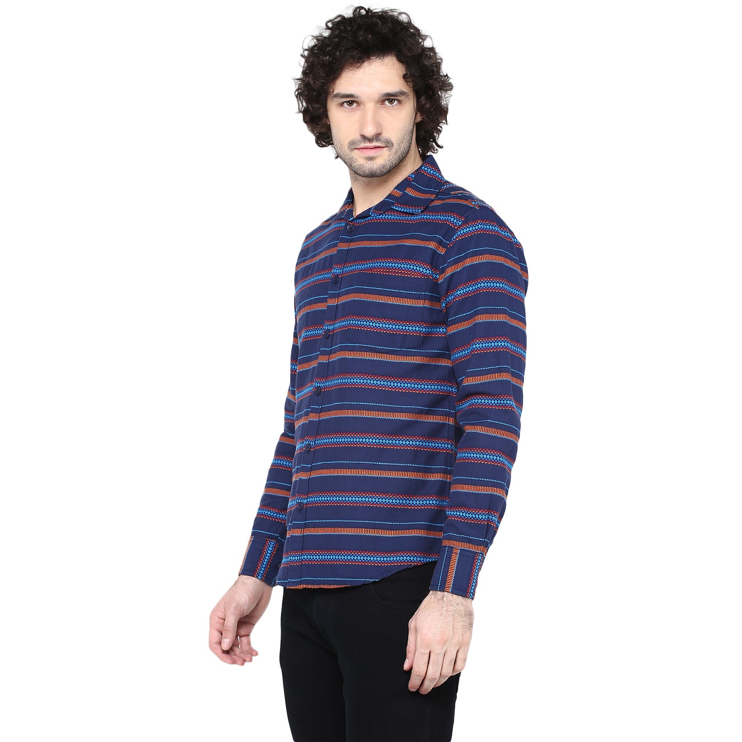 Crosscreek Men Blue Striped Casual Shirt Crosscreek