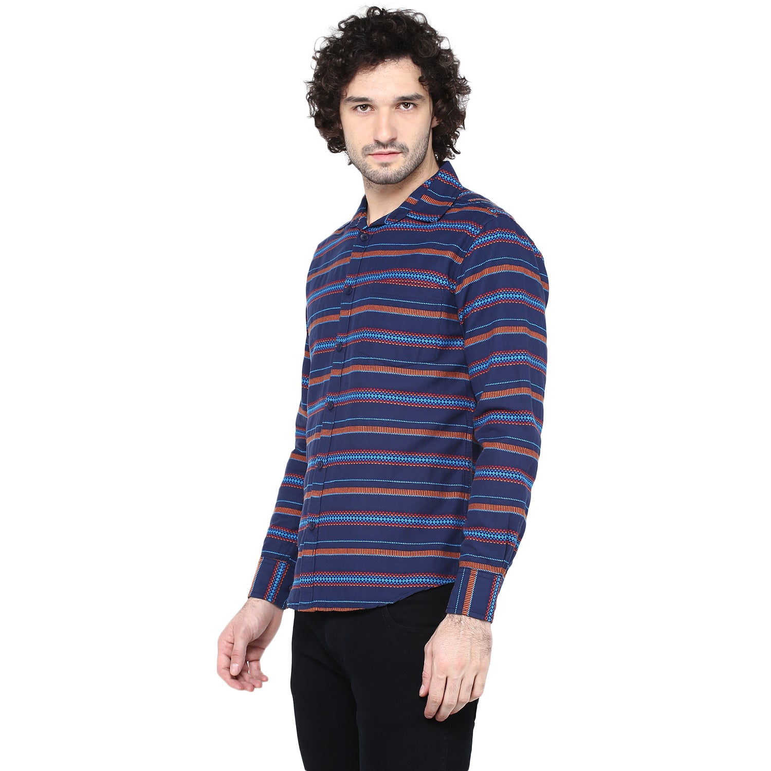 Crosscreek Men Blue Striped Casual Shirt Crosscreek