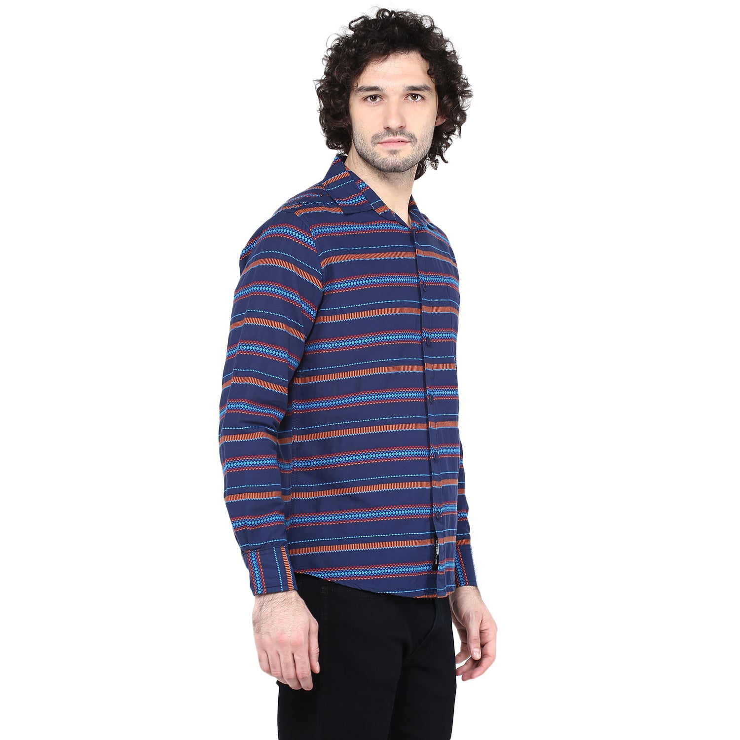 Crosscreek Men Blue Striped Casual Shirt Crosscreek