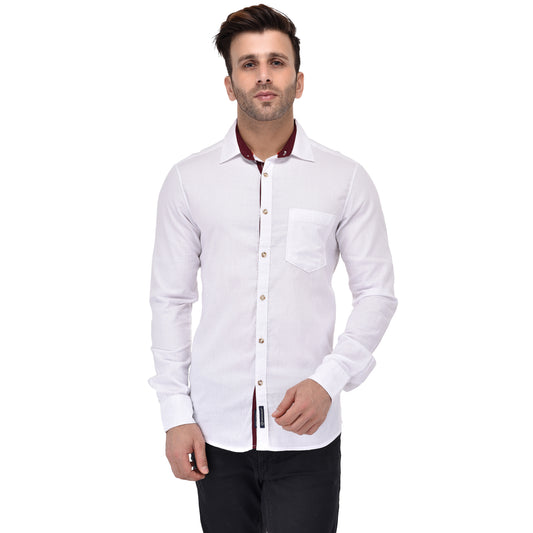 Crosscreek Men White Striped Casual Shirt Crosscreek