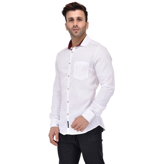Crosscreek Men White Striped Casual Shirt Crosscreek