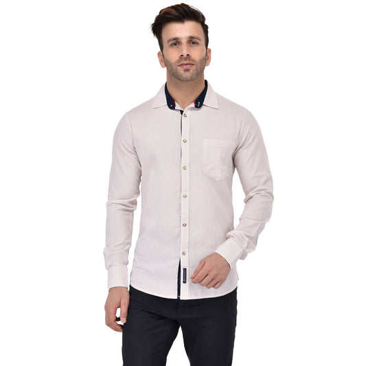 Crosscreek Men Beige Striped Casual Shirt Crosscreek