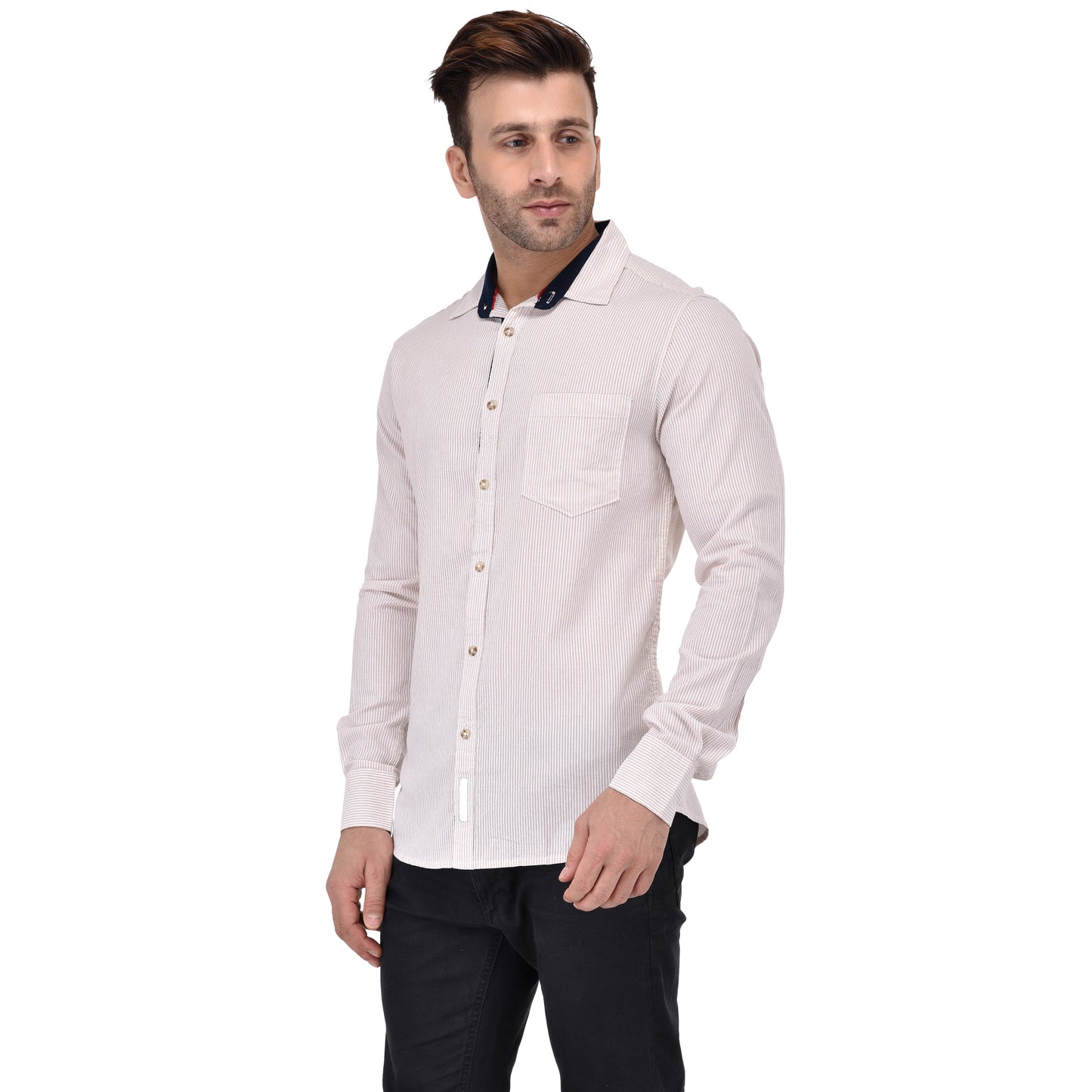 Crosscreek Men Beige Striped Casual Shirt Crosscreek