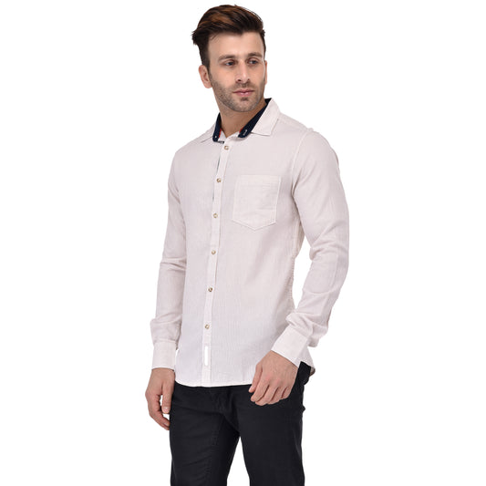 Crosscreek Men Beige Striped Casual Shirt Crosscreek