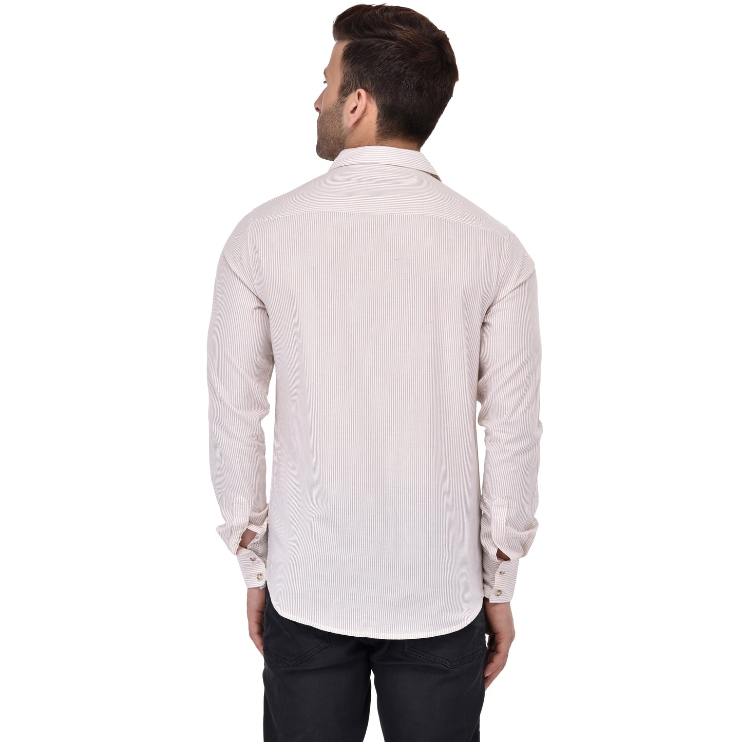 Crosscreek Men Beige Striped Casual Shirt Crosscreek