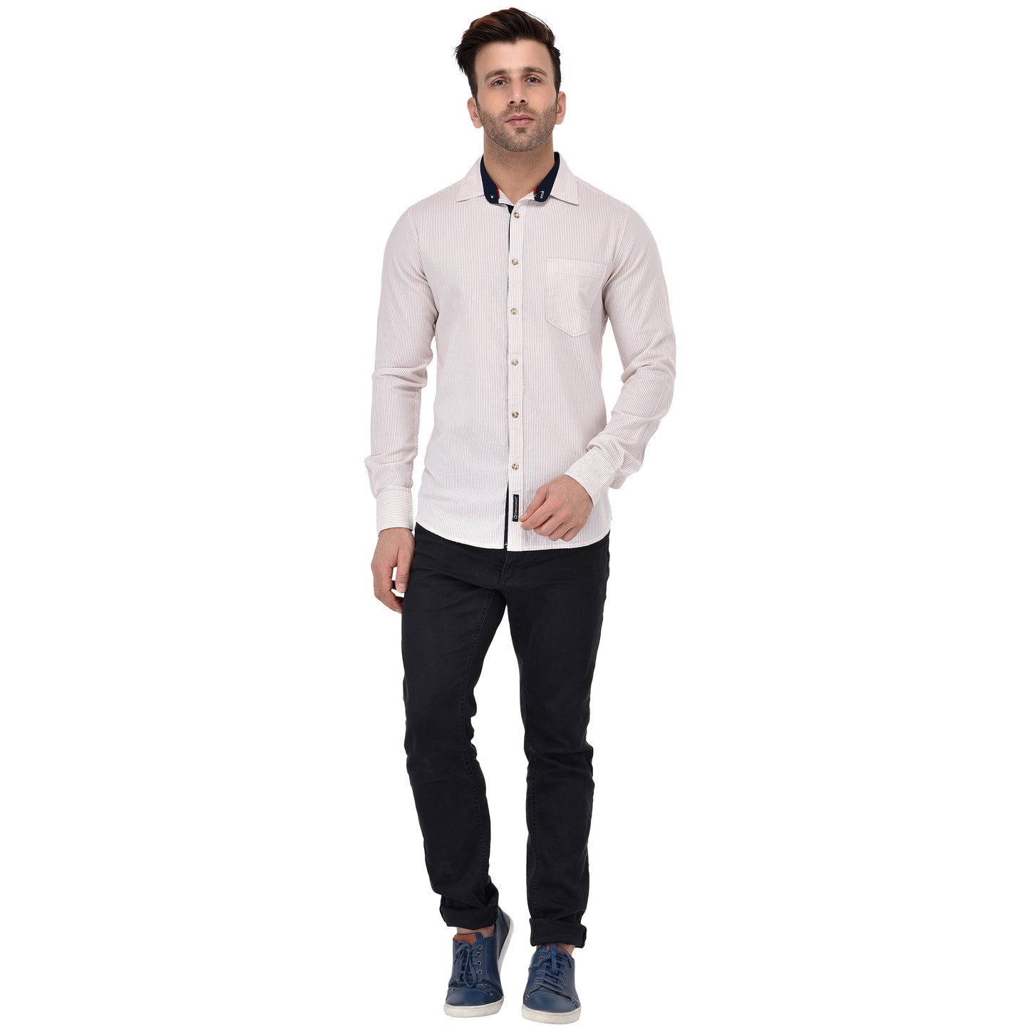 Crosscreek Men Beige Striped Casual Shirt Crosscreek