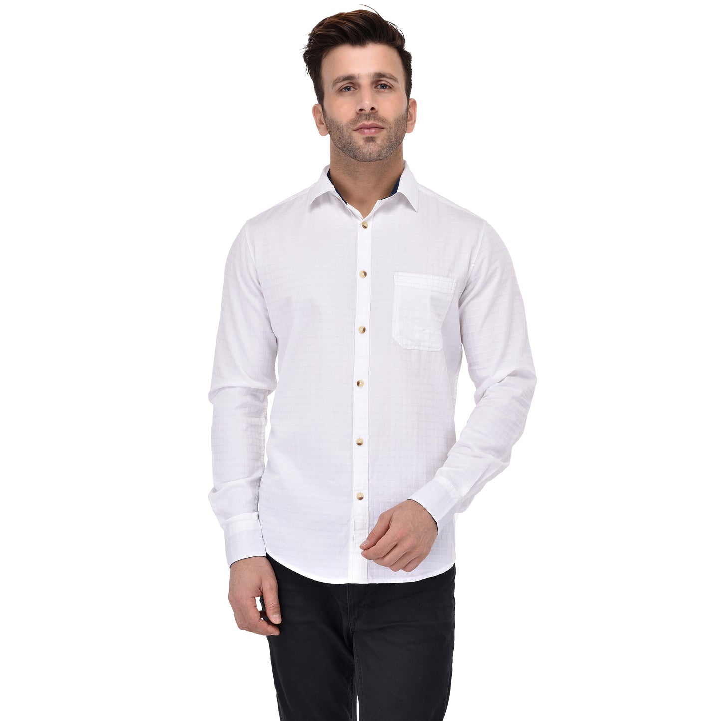 Crosscreek Men White Dobby Casual Shirt Crosscreek