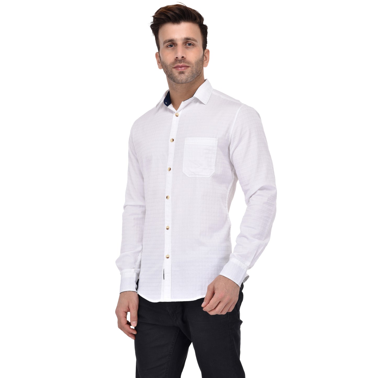 Crosscreek Men White Dobby Casual Shirt Crosscreek