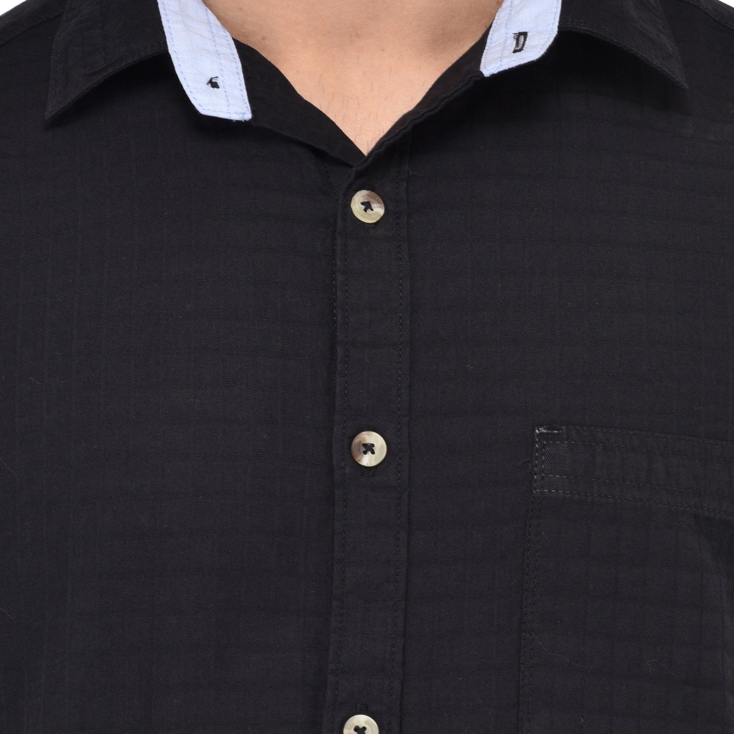 Crosscreek Men Black Dobby Casual Shirt Crosscreek