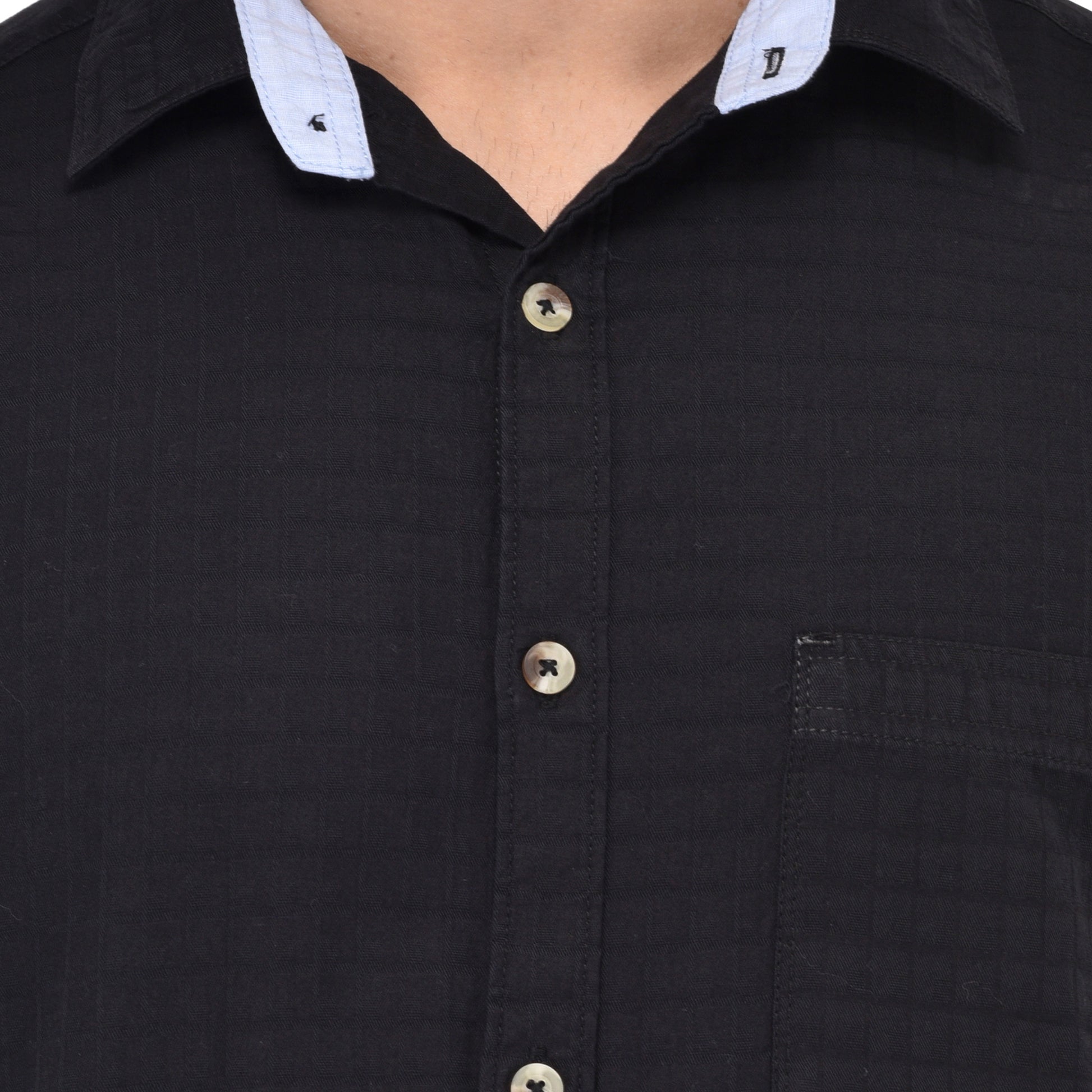 Crosscreek Men Black Dobby Casual Shirt Crosscreek