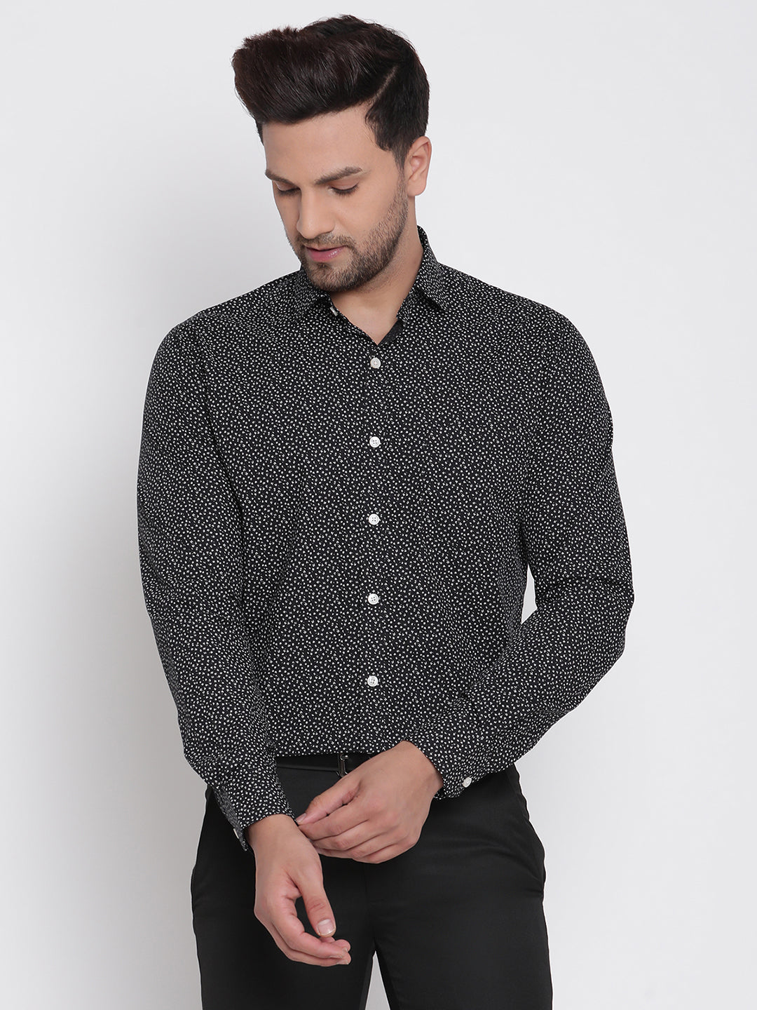 Black Printed Men Formal Shirt Copperline