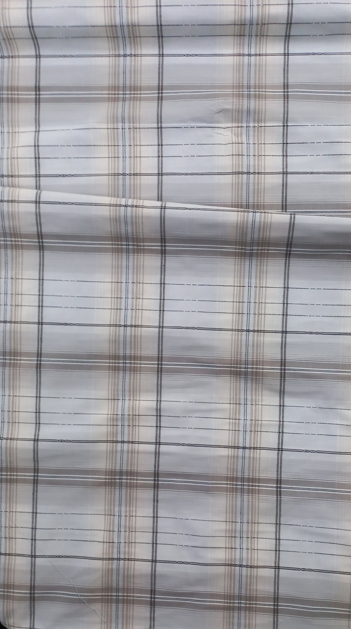 Beige Yarn Dyed Checks Cotton Lycra Unstitched Men's Shirt Piece (Width 58 Inch | 1.60 Meters)