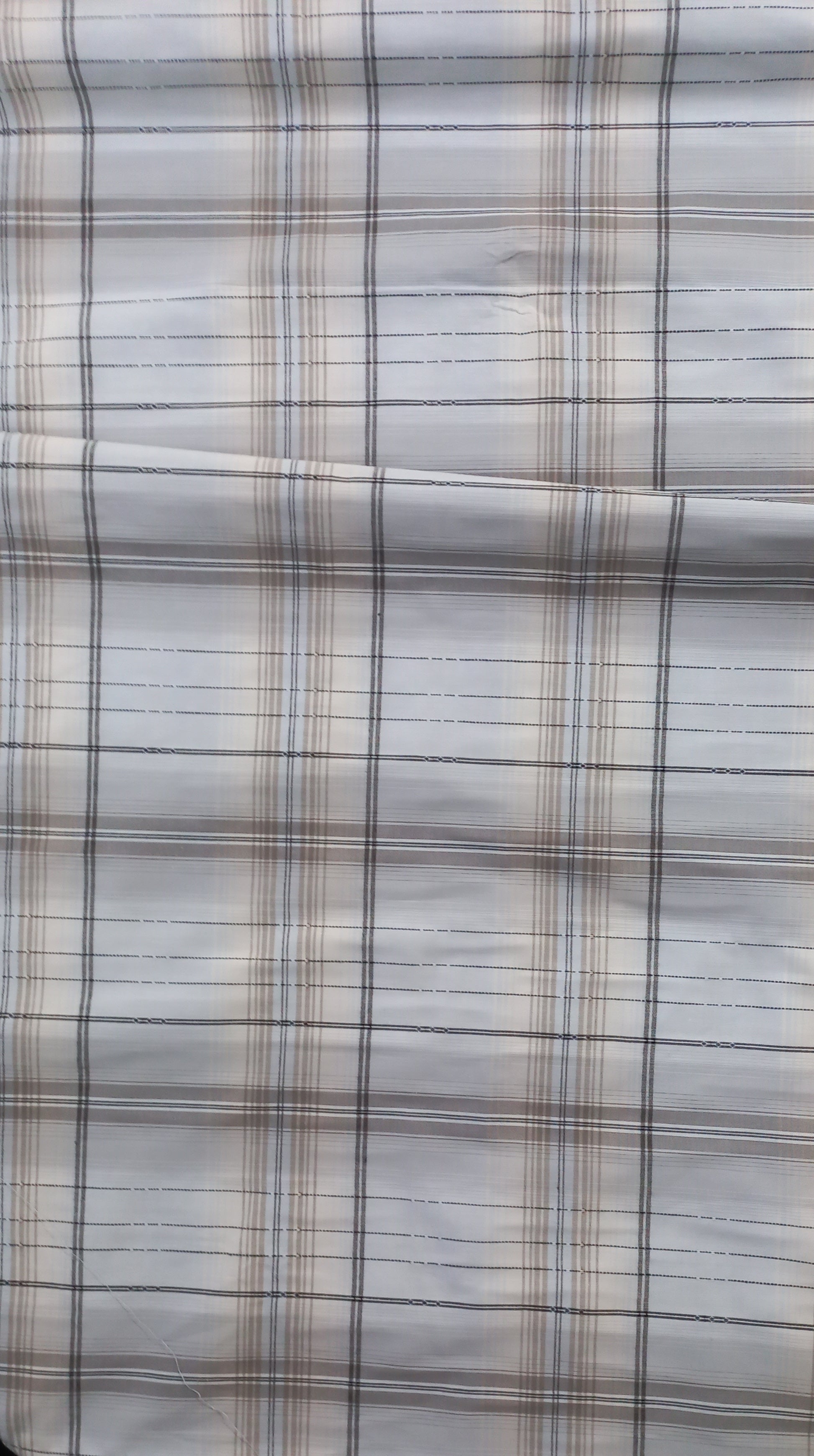 Beige Yarn Dyed Checks Cotton Lycra Unstitched Men's Shirt Piece (Width 58 Inch | 1.60 Meters)