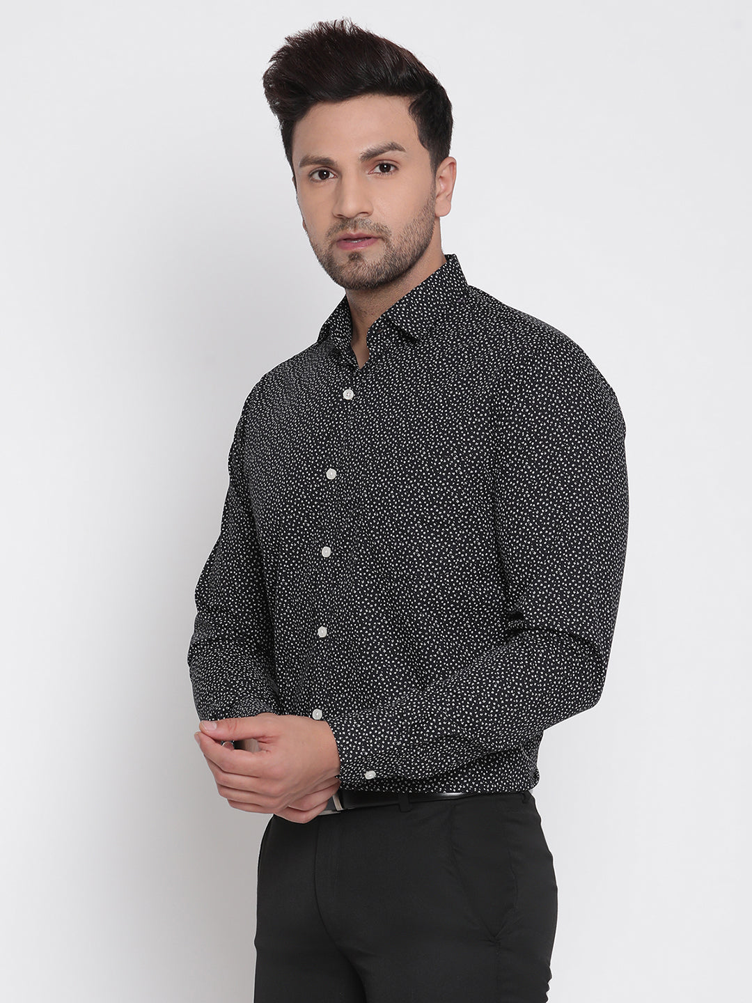 Black Printed Men Formal Shirt Copperline