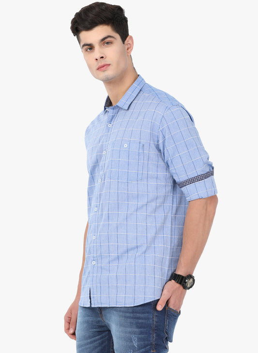Crosscreek Men Blue Checks Casual Shirt Crosscreek