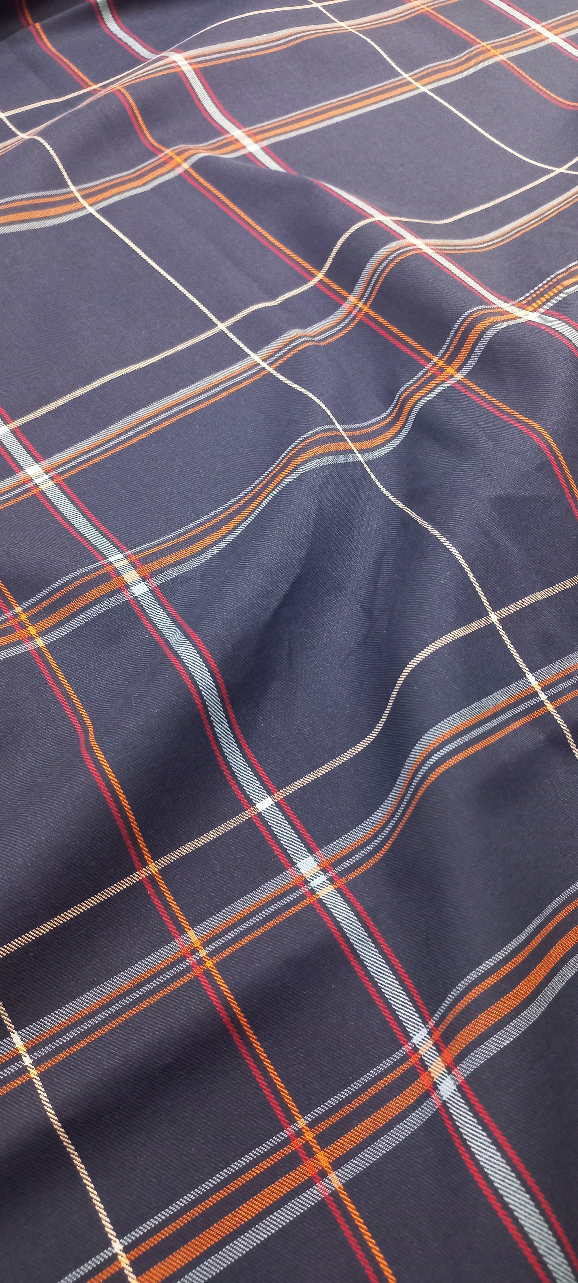 Dark Blue Yarn Dyed Checks Cotton Unstitched Men's Shirt Piece (Width 58 Inch | 1.60 Meters) Crosscreek