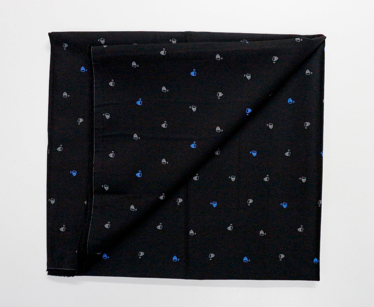 Black Cotton Satin Printed Unstitched Men's Shirt Piece
