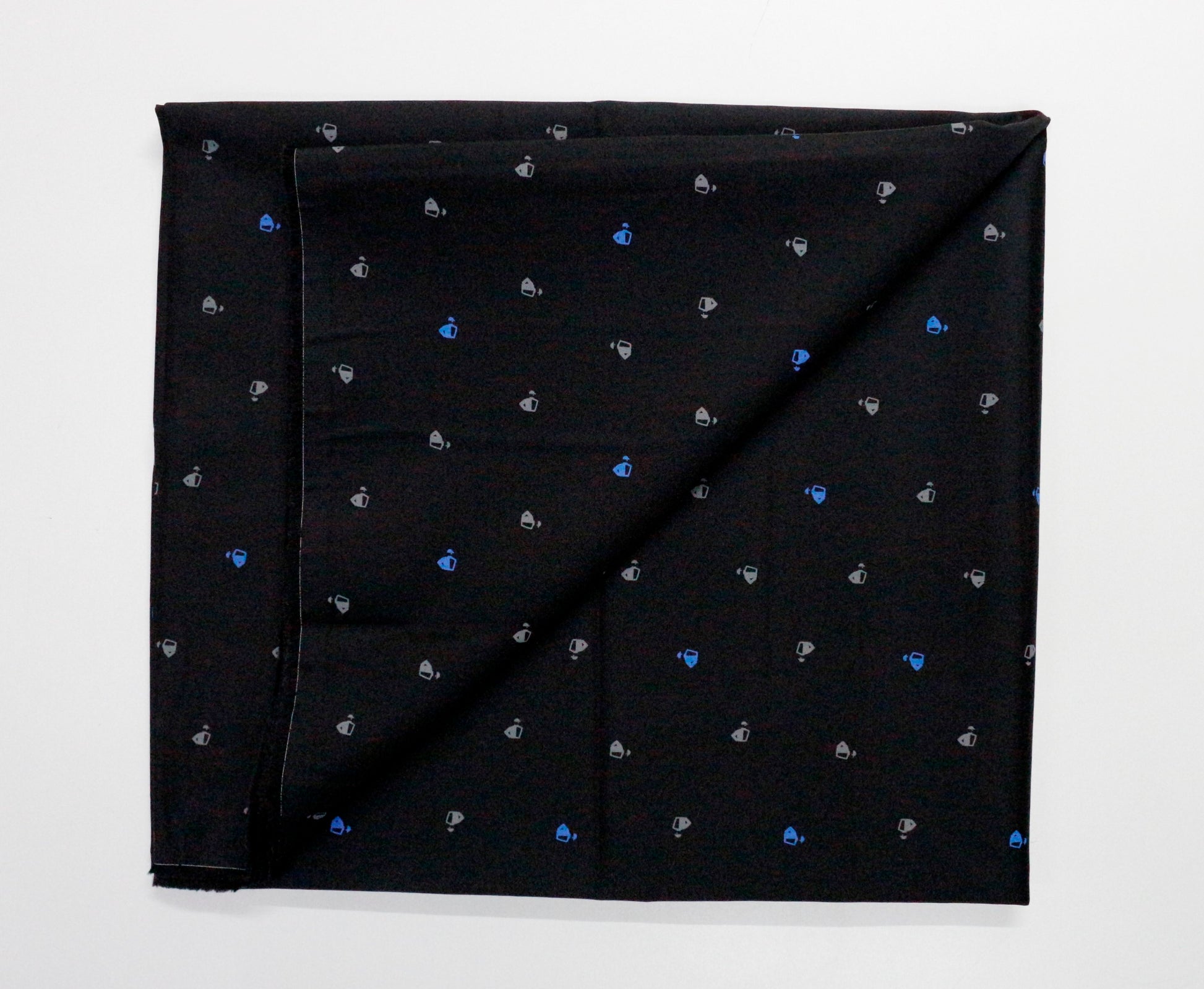 Black Cotton Satin Printed Unstitched Men's Shirt Piece